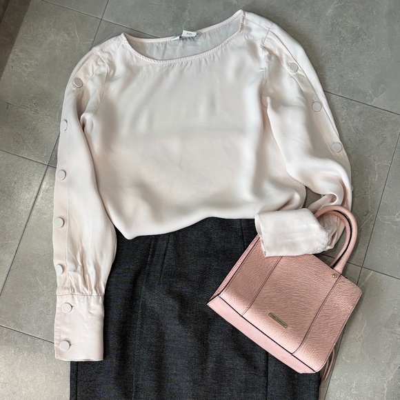 Club Monaco Button Sleeve Blouse - Pink/Blush Size XS - Picture 1 of 8